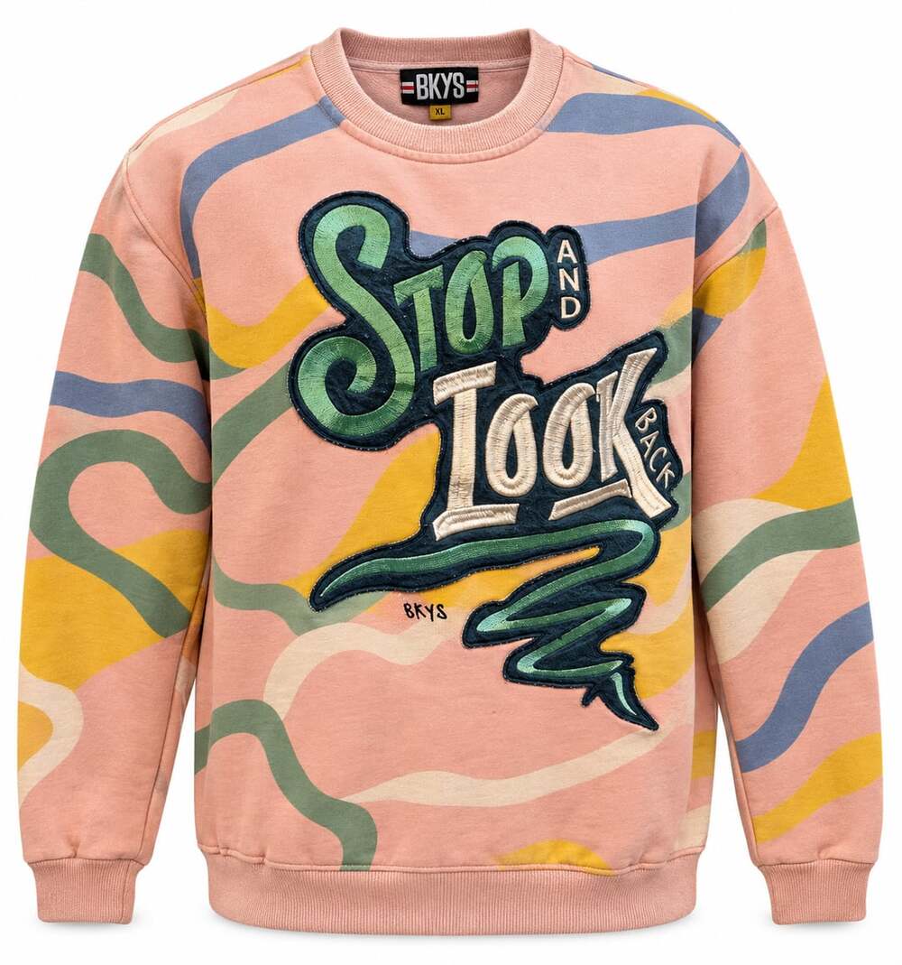 BKYS Stop and Look Back Pink Graphic Sweatshirt